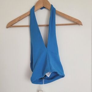 Zara Blue Halter Crop Top Size Small